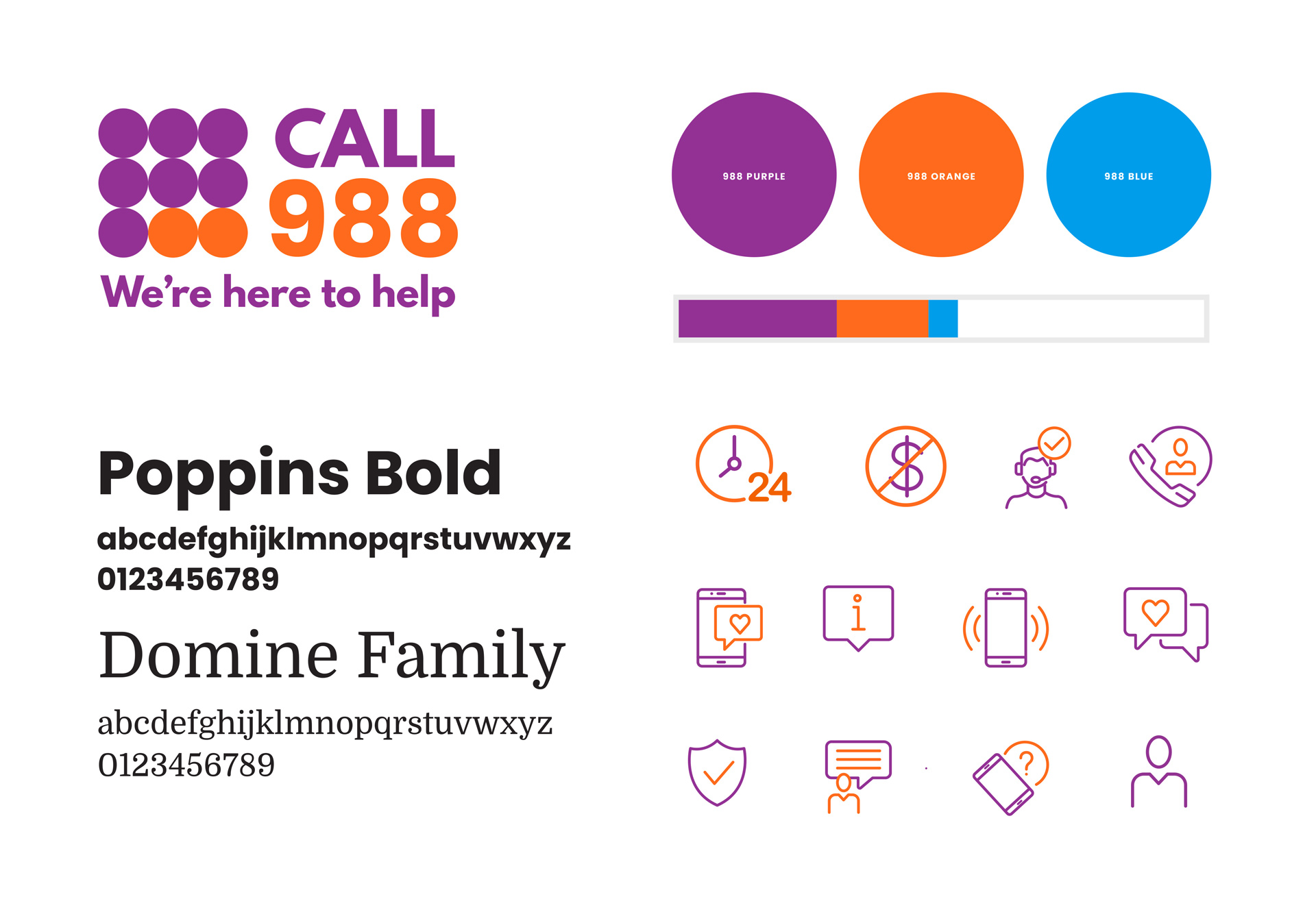 988 brand standard including logo, fonts, colors and icons